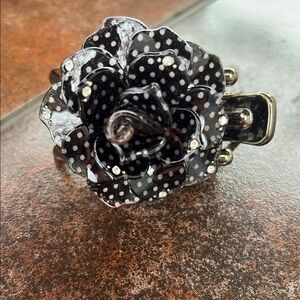 Black and White Polka Dot Flower Hair Clip